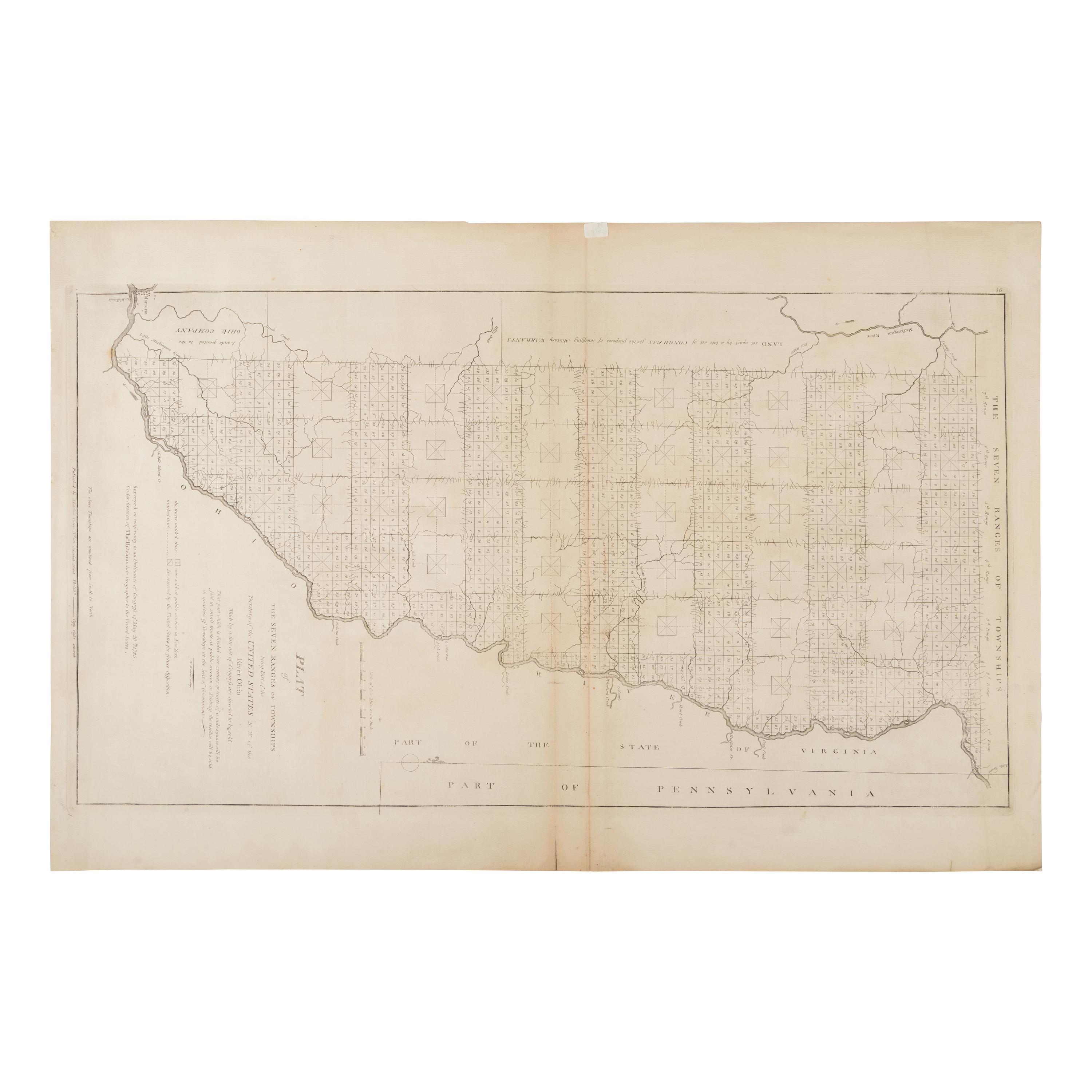 [Ohio]. Plat of the Seven Ranges of Townships being Part of the Territory of the United States N.W. of the River Ohio... Philadelphia: Mathew Carey, n.d. [1814].