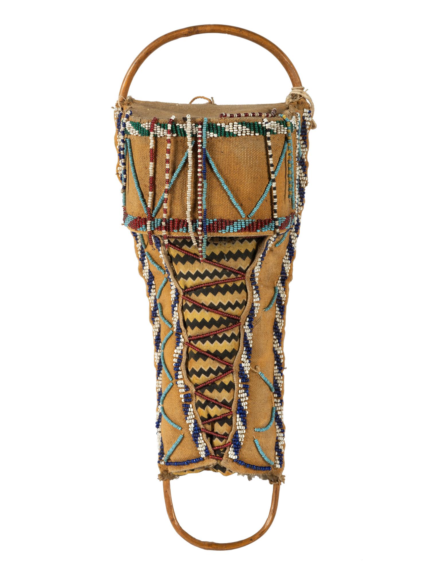 Apache Beaded Doll Cradle, with Doll