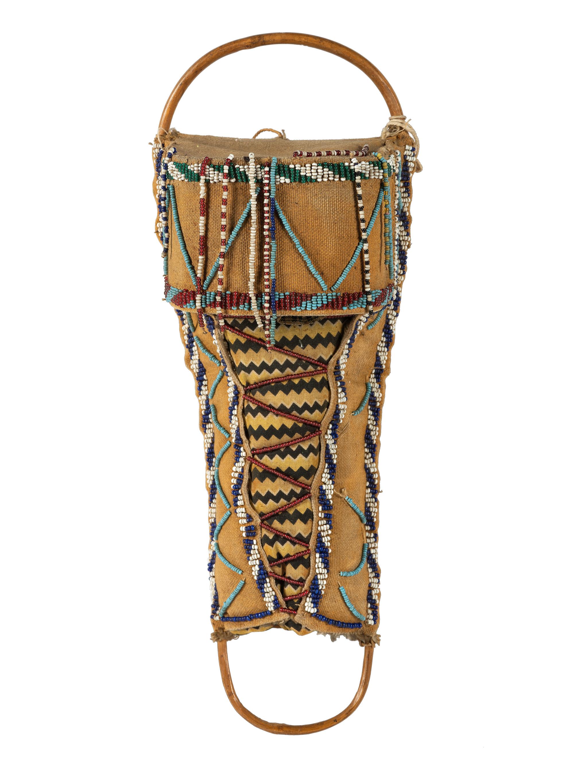 Apache Beaded Doll Cradle, with Doll