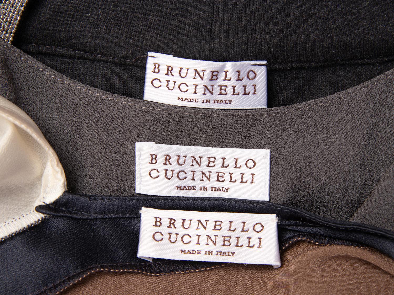 Brunello Cucinelli, Two Silk Blouses & One Knit Top