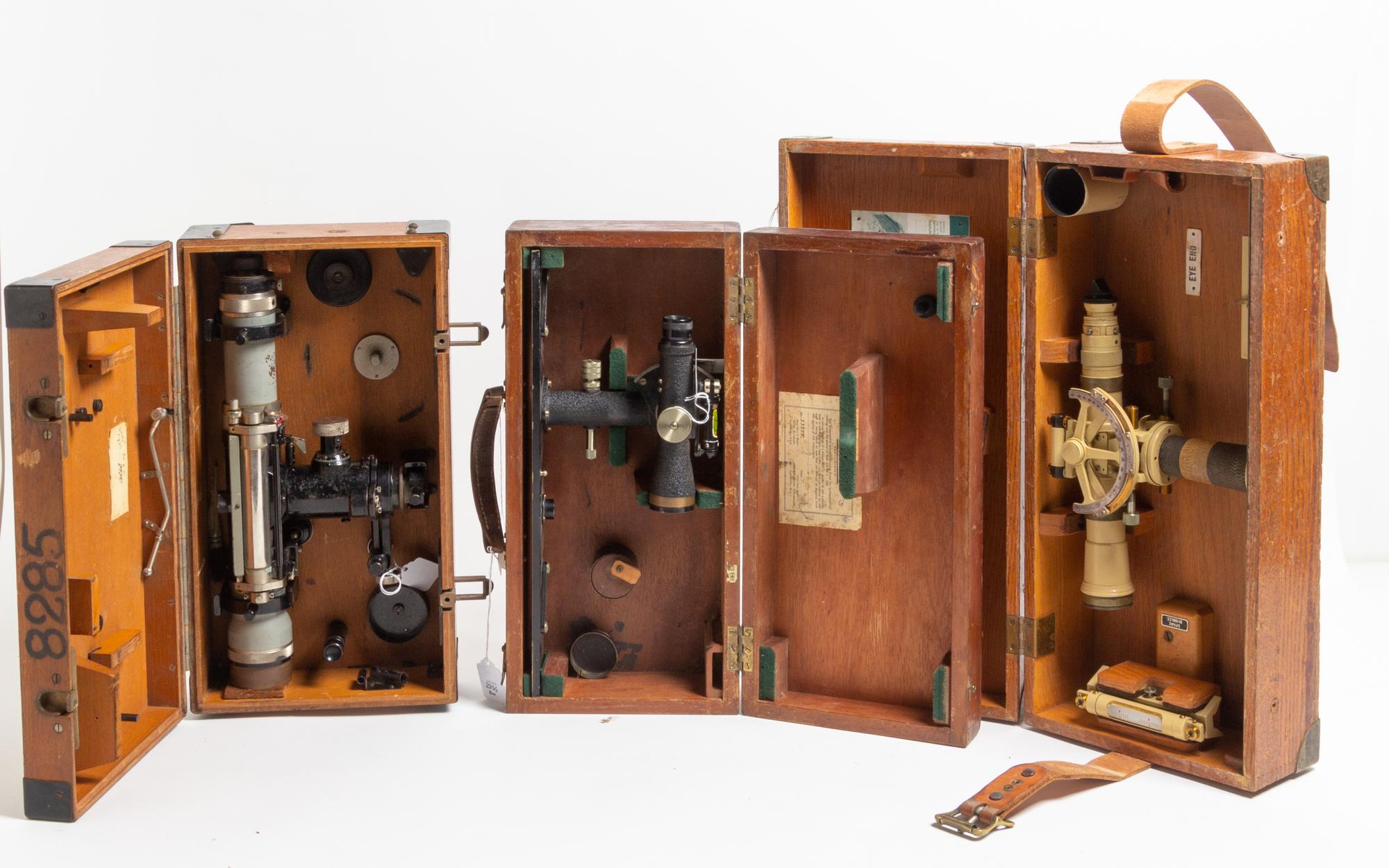 A Group of Three Cased Dumpy Levels Length of longest scope 15 inches. — 20TH CENTURY