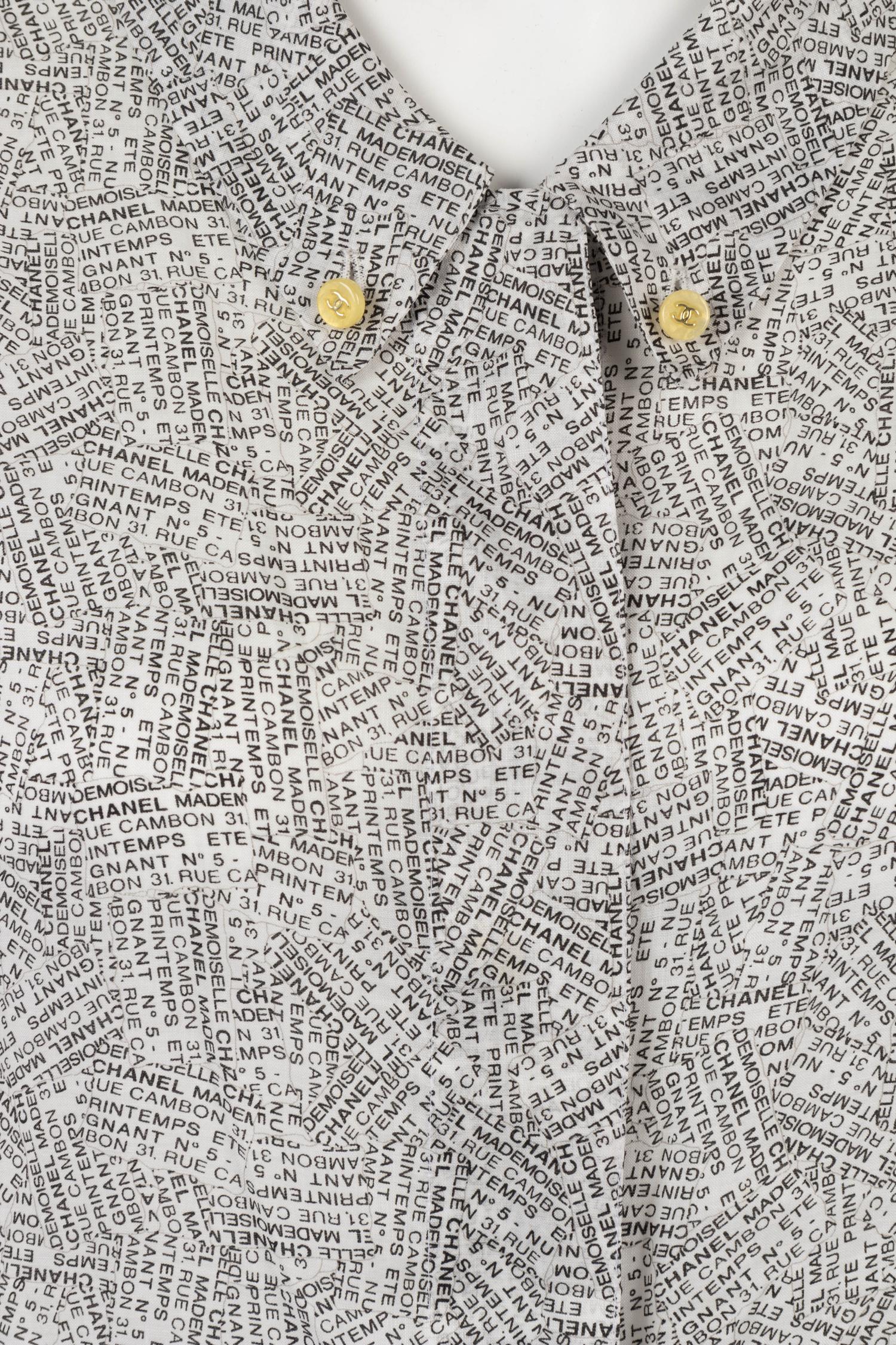 Chanel Address Print Button Front Dress, Spring 1999