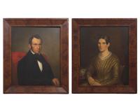American School, 19th Century, A Pair of Portraits: A Lady and Gentleman