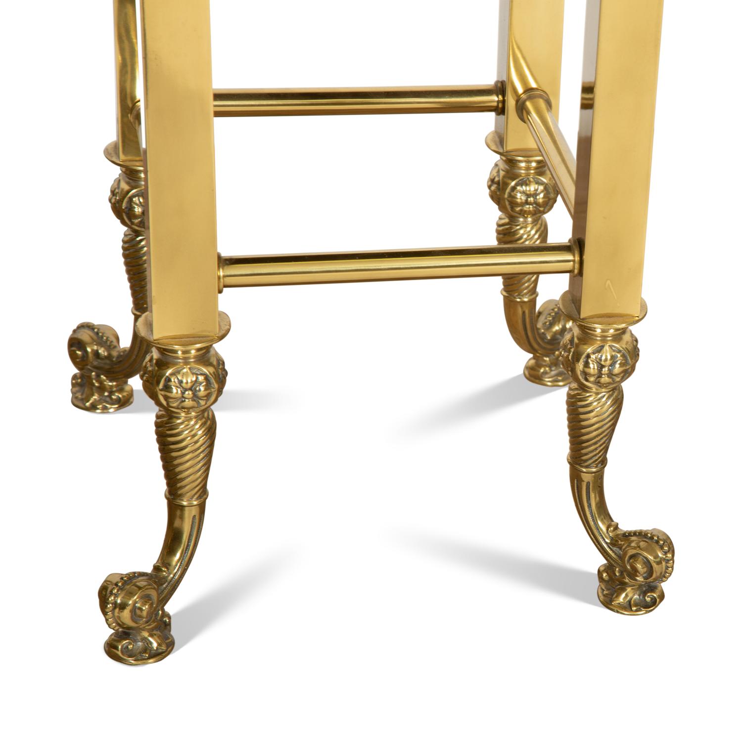 A Pair of Victorian Onyx-Top Brass Side Tables