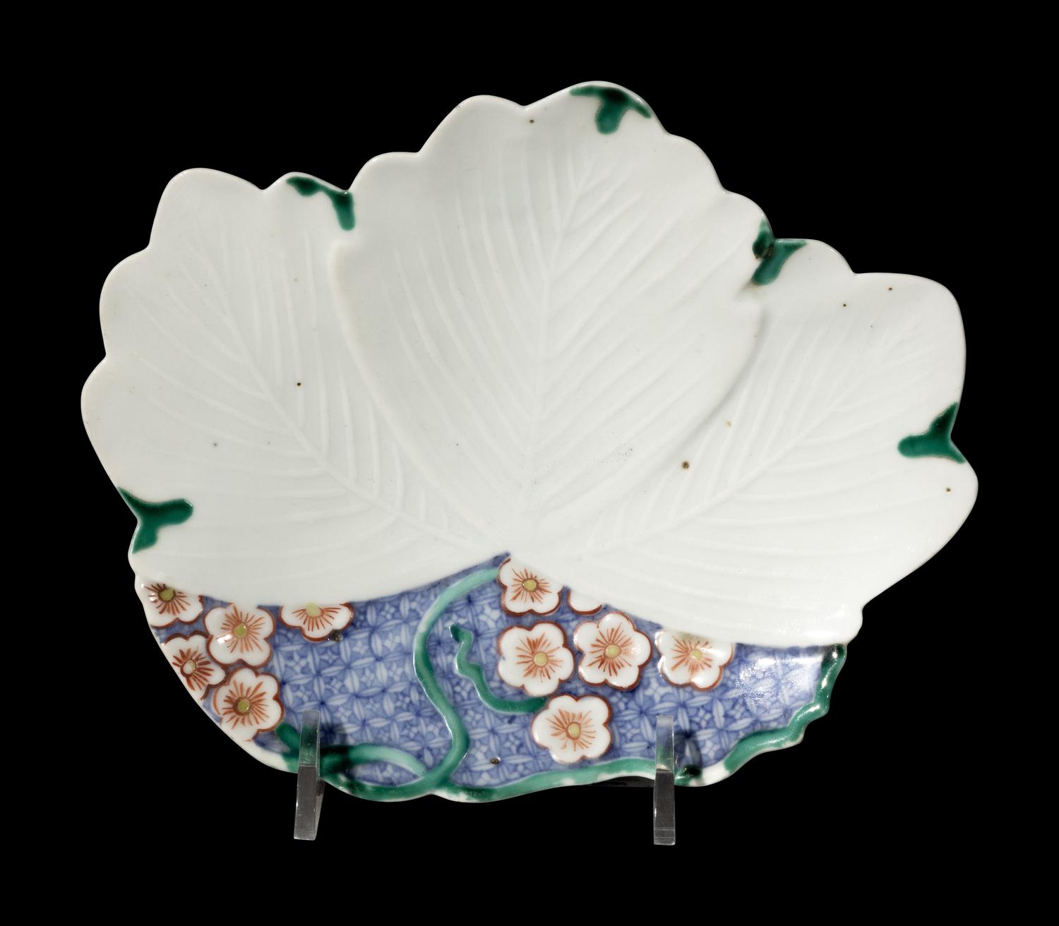 A Japanese Leaf-Shaped Porcelain Dish
