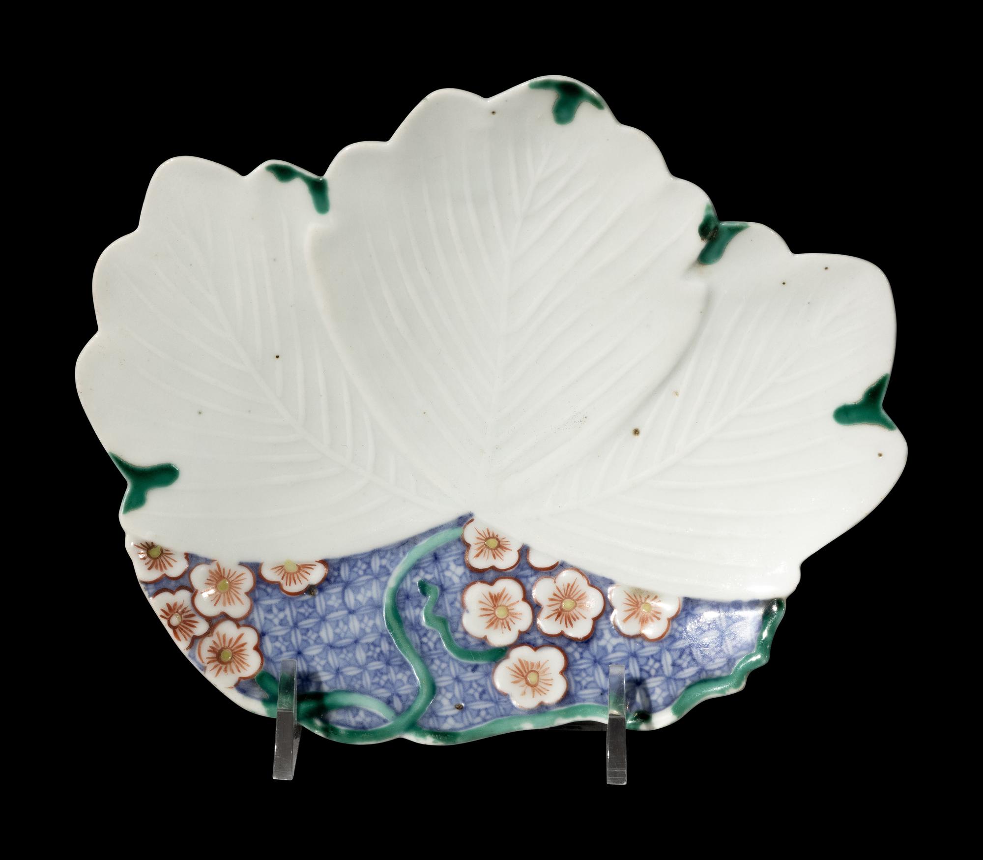 A Japanese Leaf-Shaped Porcelain Dish