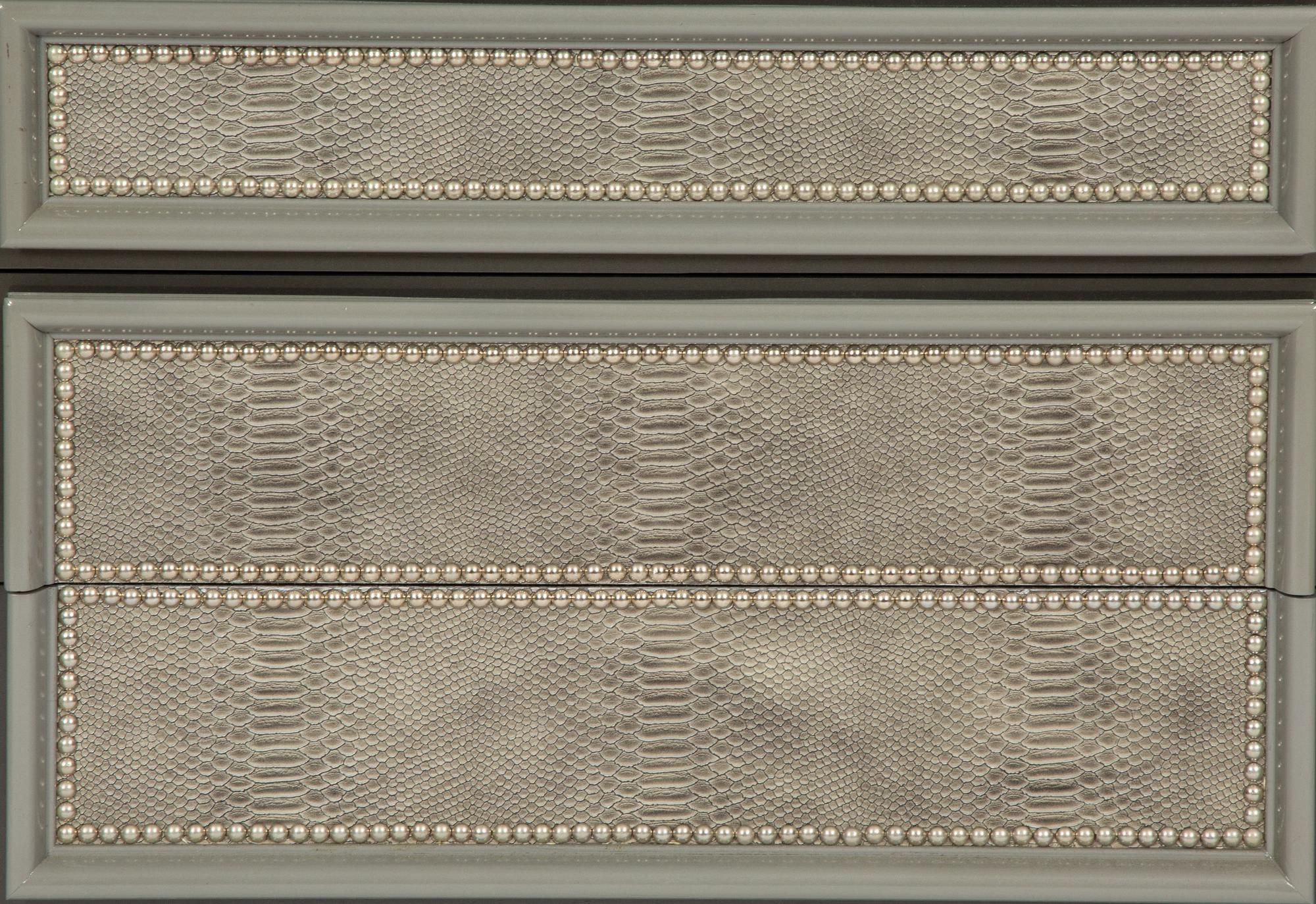 A Pair of Custom Painted Bedside Cabinets with Faux-Python Veneered Drawer Fronts