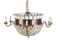 An American Leaded Glass Twelve-Light Chandelier