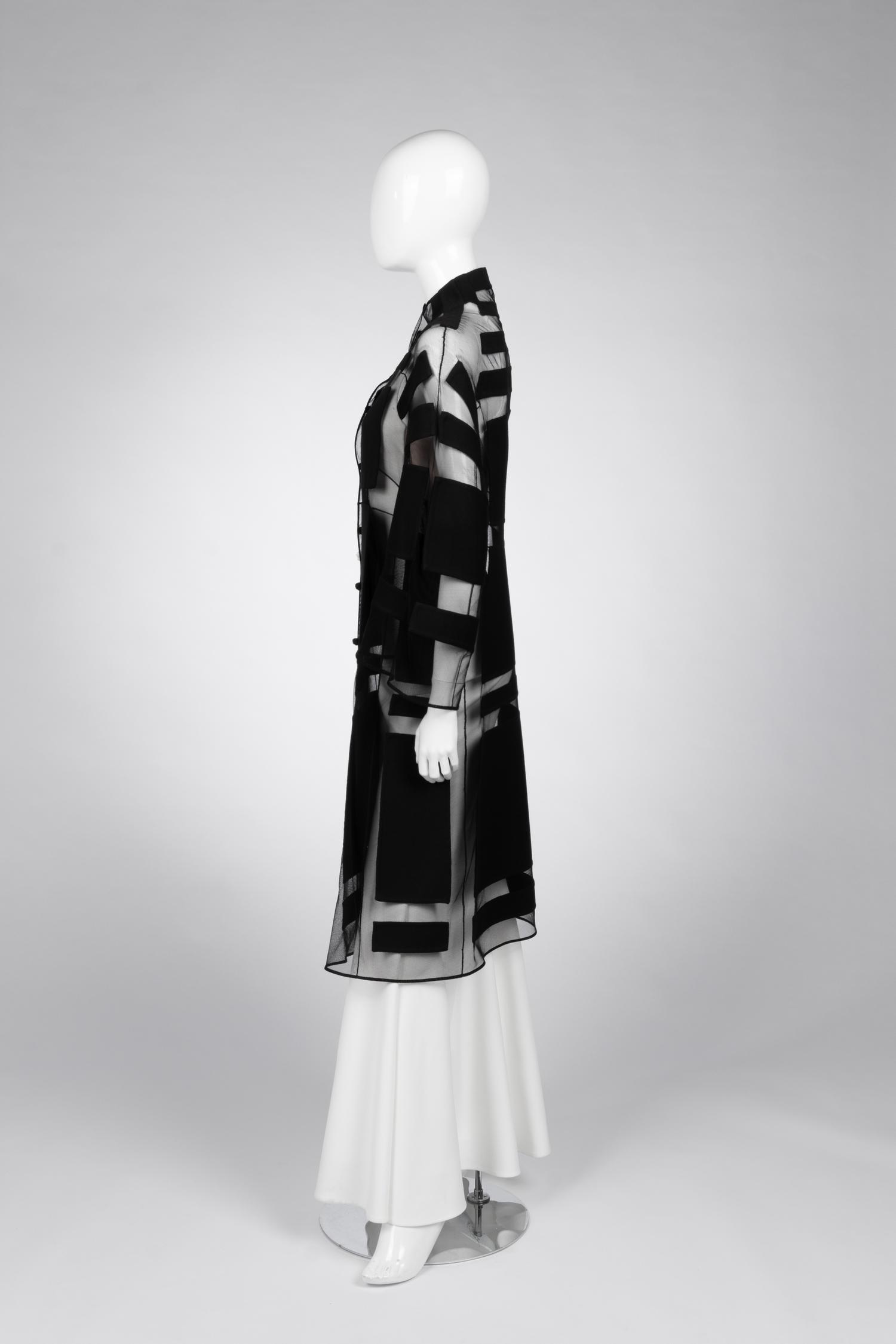 Ralph Rucci Silk Net Jacket with Wool Crepe Patches