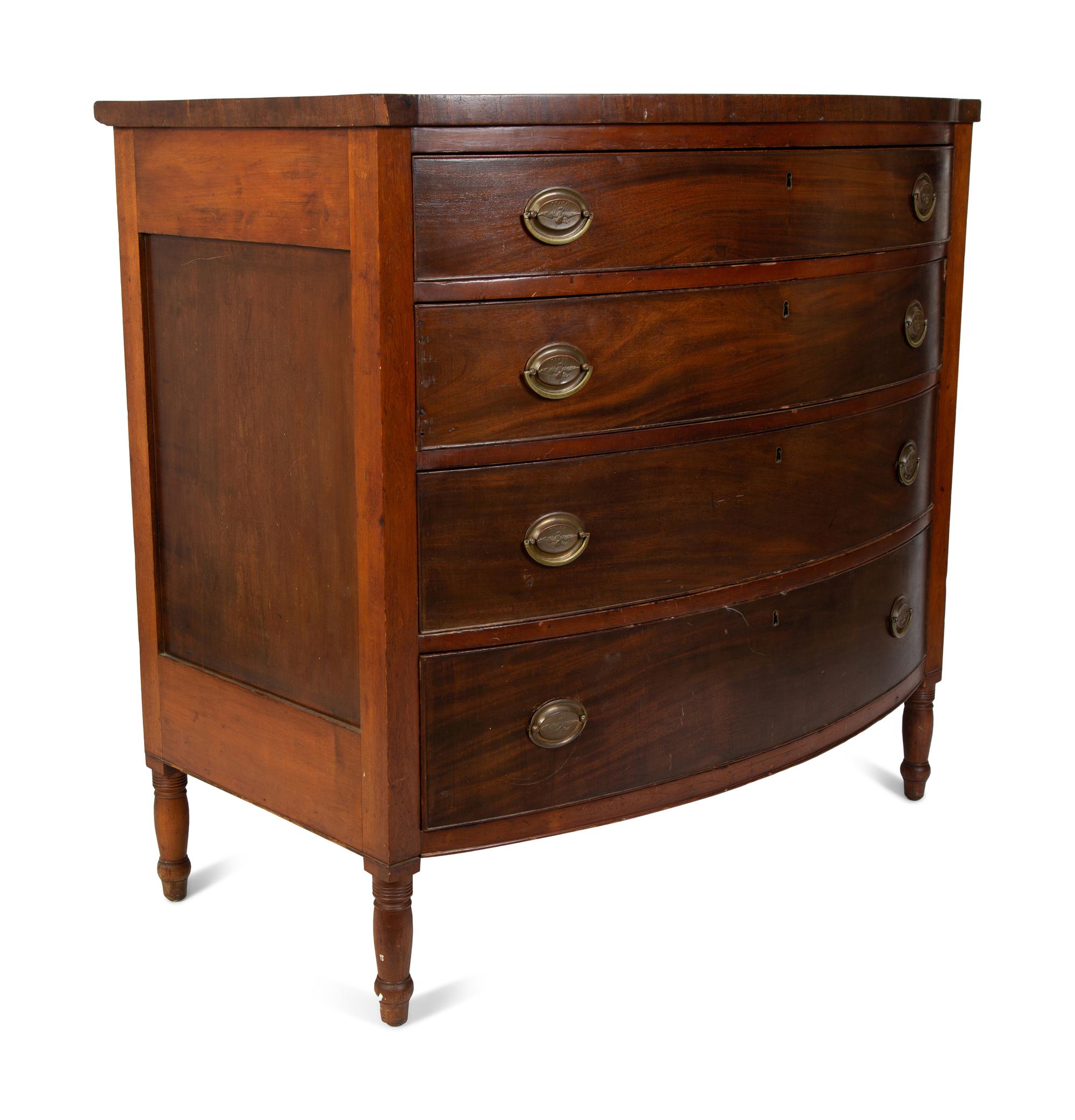 An American Hepplewhite Style Bow Front Chest of Drawers