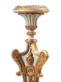 A Pair of Régence Style Carved, Painted and Parcel-Gilt Pedestals