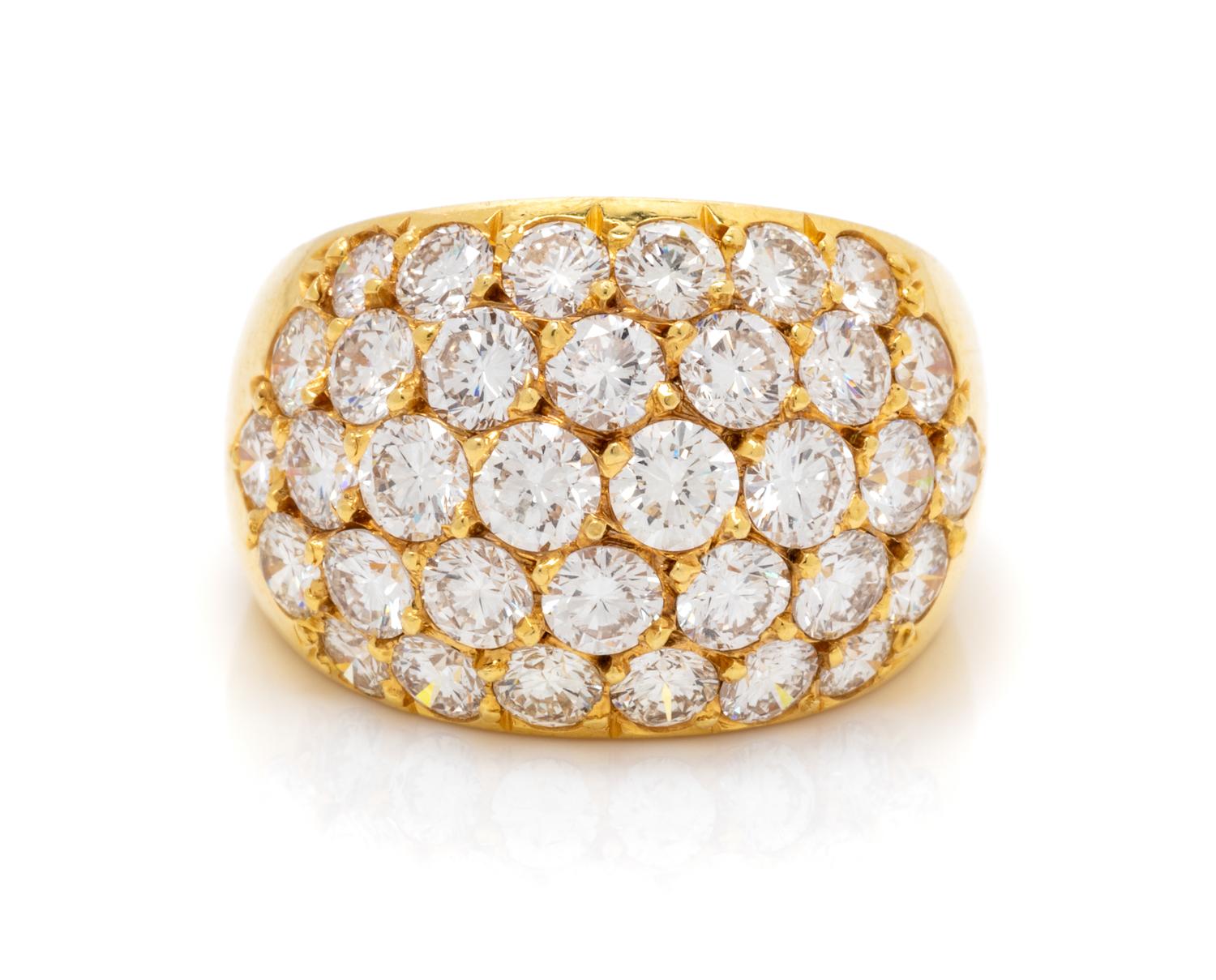 An 18 Karat Yellow Gold and Diamond Bombe Ring, 7.00 dwts.