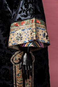 A Dark Navy Blue Ground Cut Velvet Silk Lady's Robe