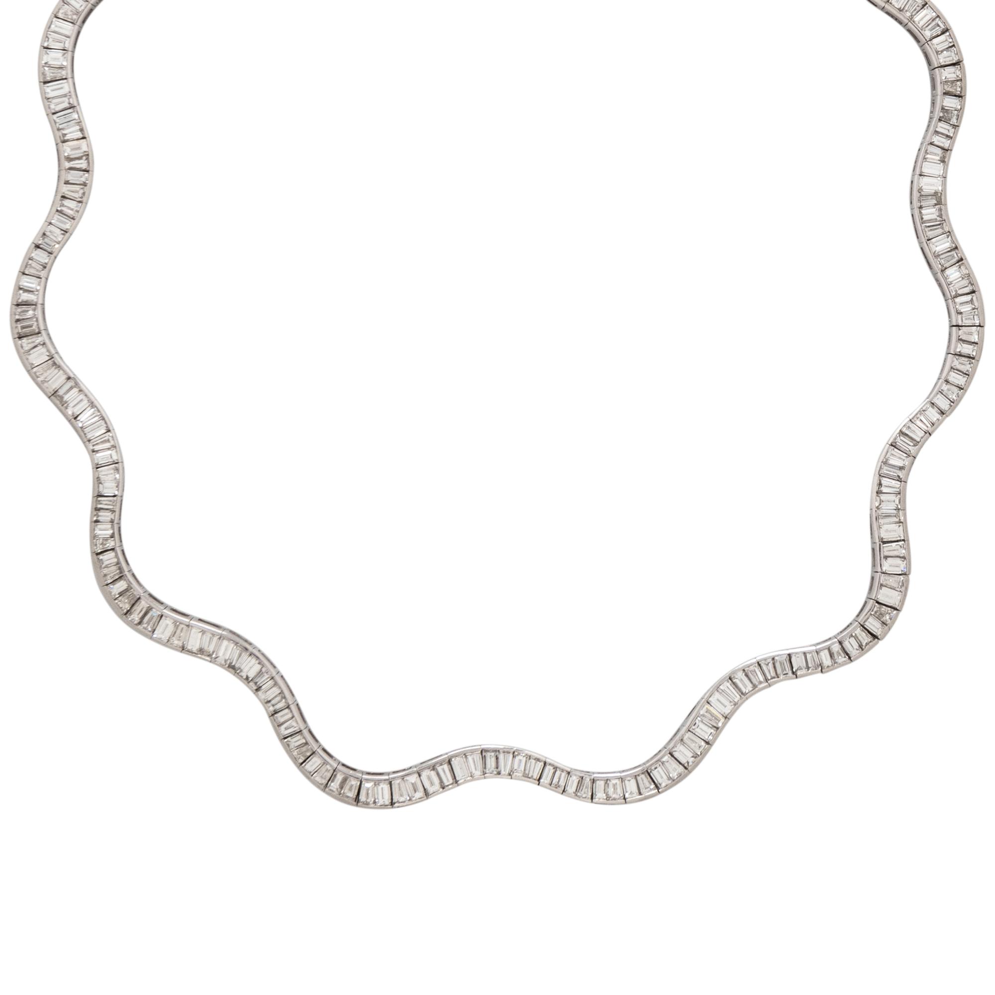 PLATINUM AND DIAMOND SCALLOPED COLLAR NECKLACE