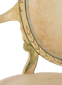 A George III Polychrome and Cream-Painted Armchair