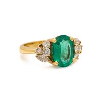 Emerald, Diamond, and Yellow Gold Ring