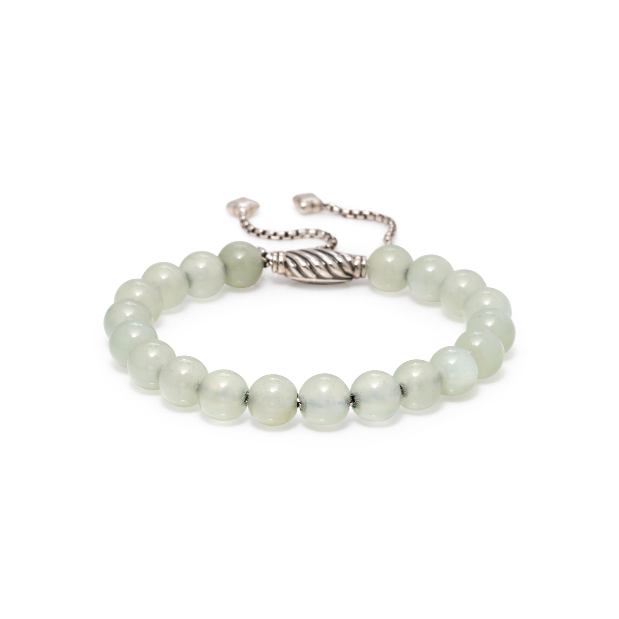 DAVID YURMAN, LIGHT GREEN HARDSTONE 'SPIRITUAL' BEAD BRACELET