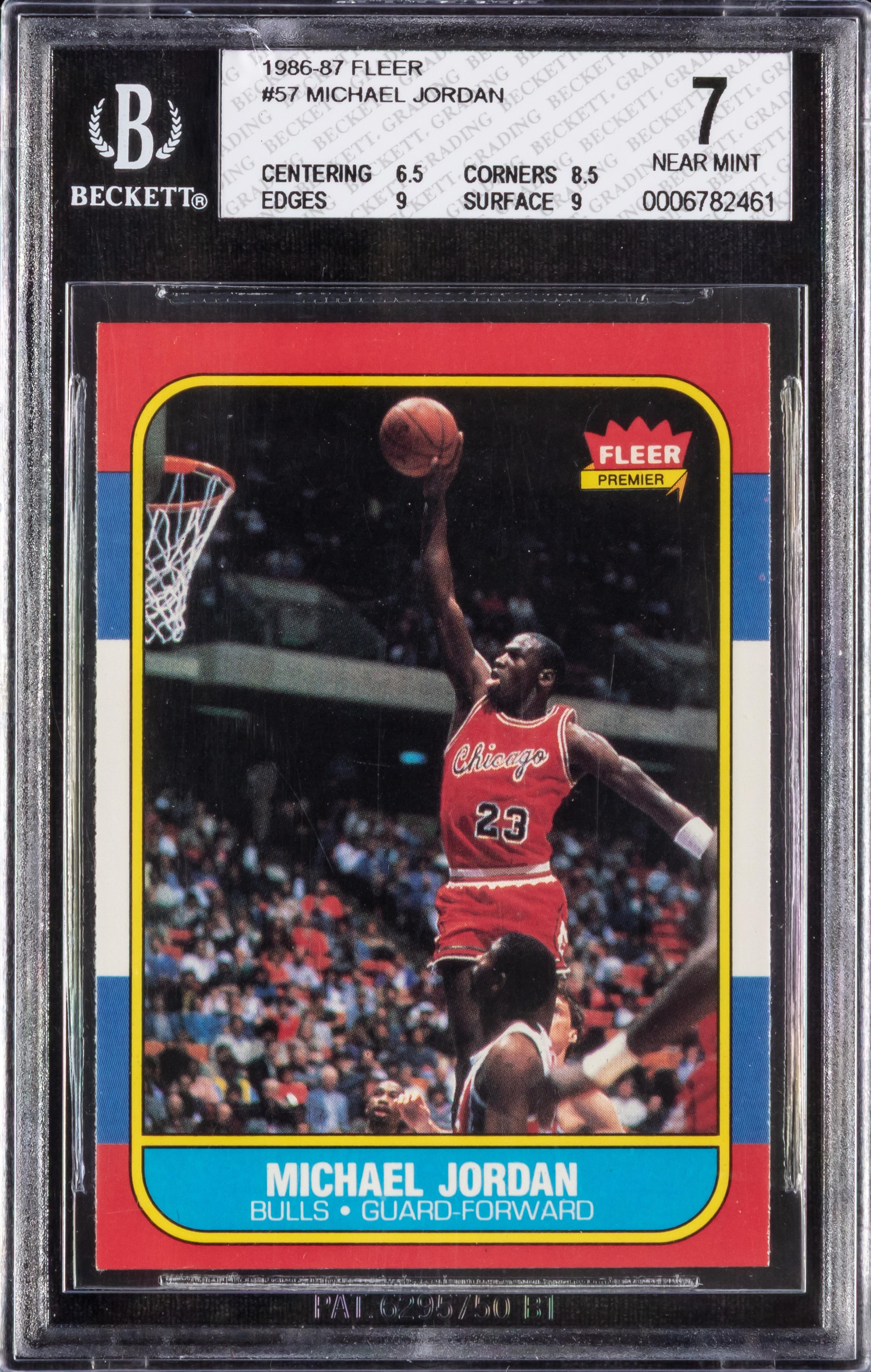 A 1986-87 Fleer Michael Jordan Rookie Basketball Card No. 57 (BGS 7 NM)