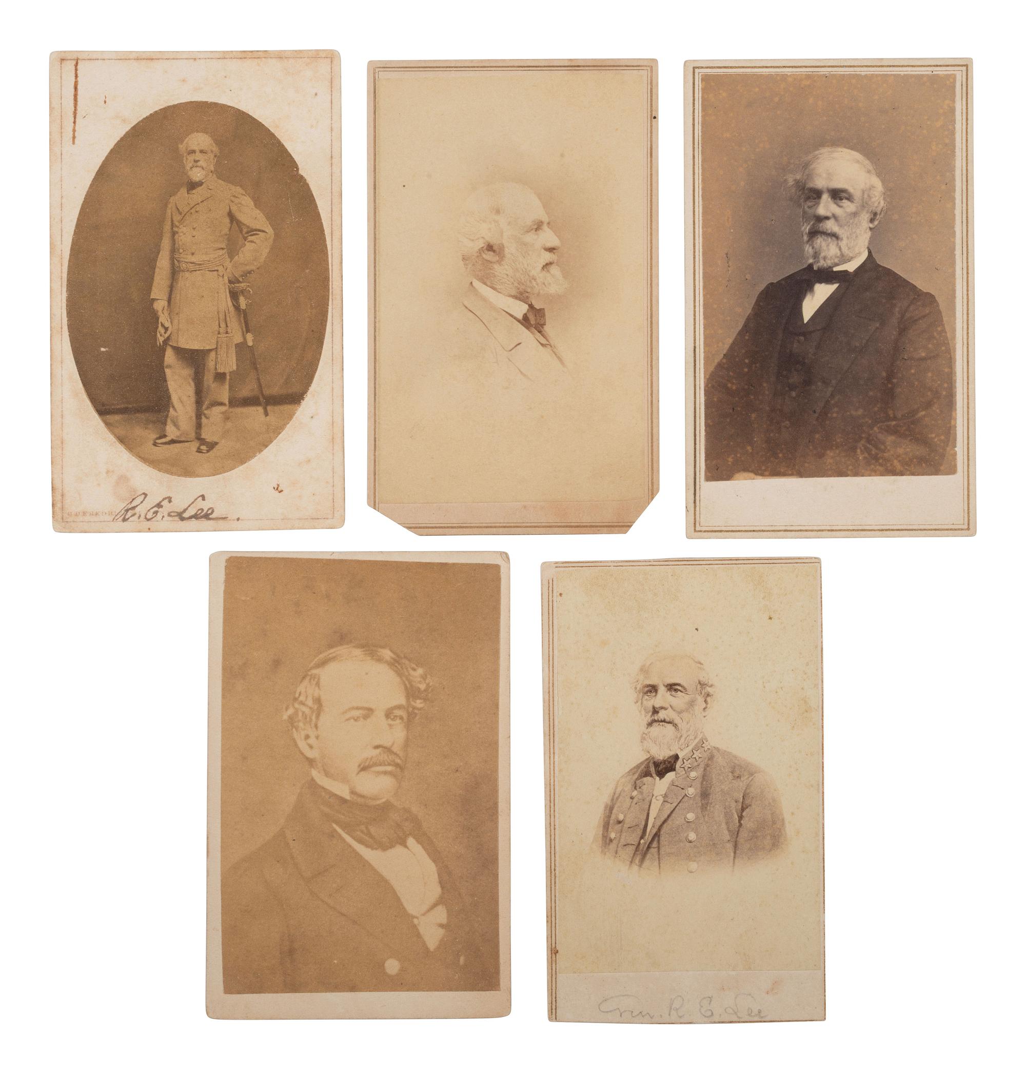 [CIVIL WAR - LEE, Robert E. (1807-1870)]. 5 CDVs of CSA General Robert E. Lee, incl. the "Blockade Portrait."
