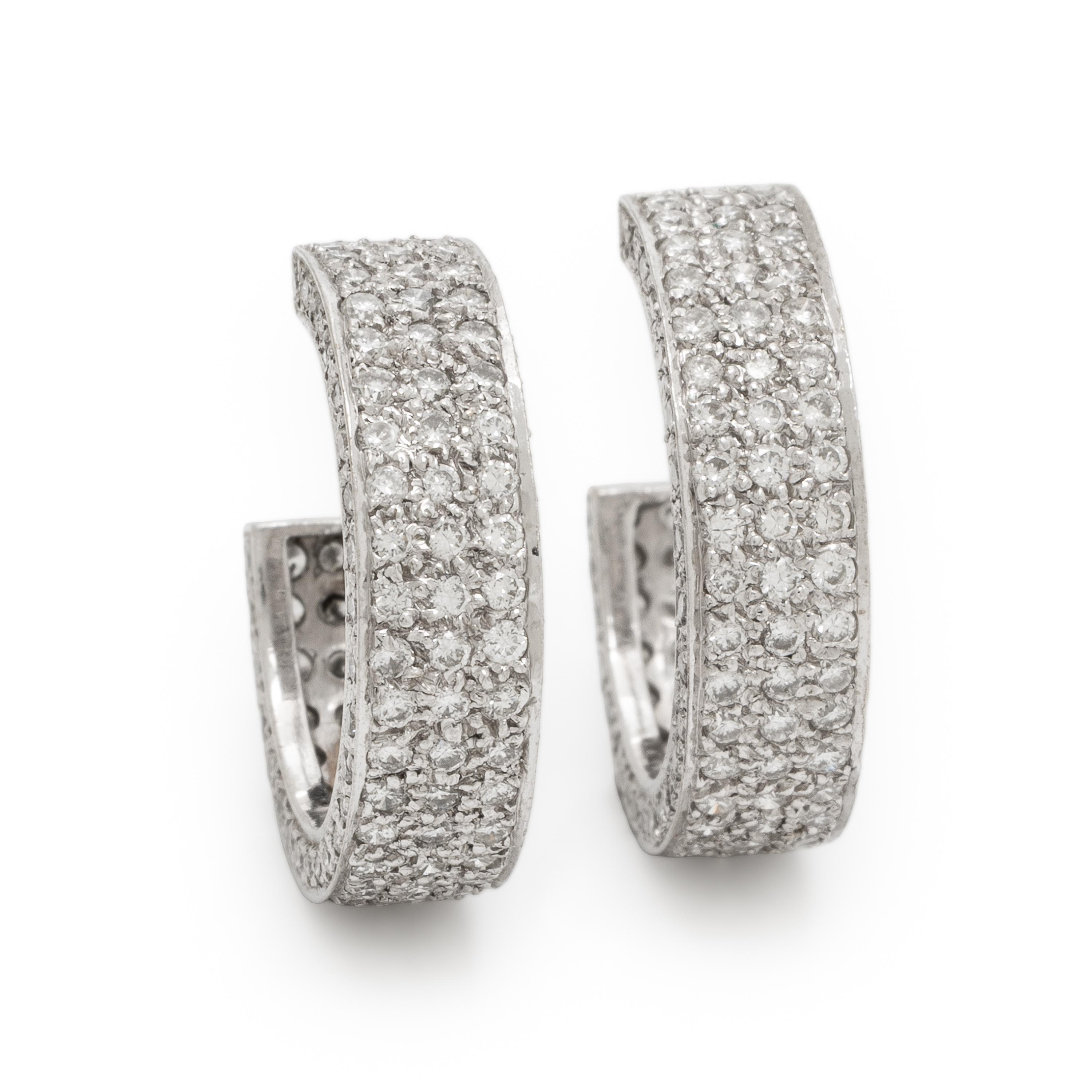 White Gold and Diamond Hoop Earrings