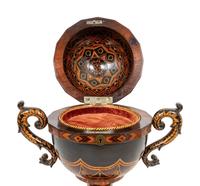 A Tunbridge Ware Macassar Ebony and Marquetry Footed Table Casket