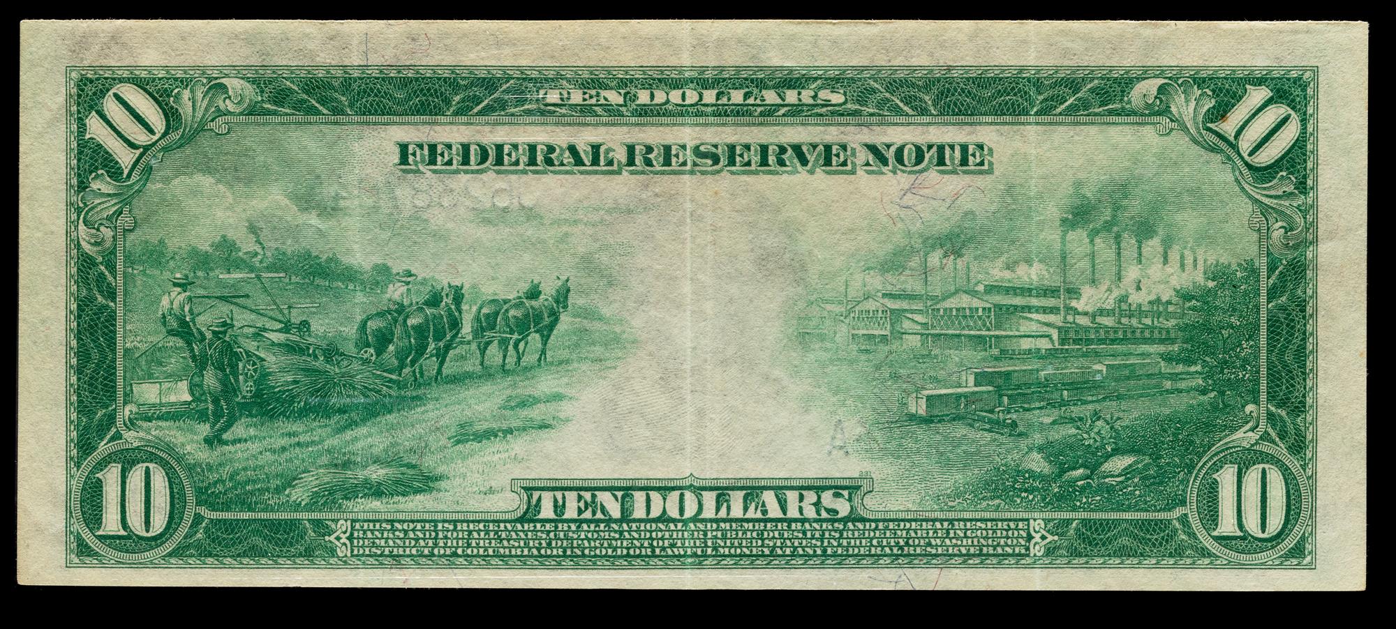 A United States Series 1914-J $10 Federal Reserve Note — PCGS CURRENCY GRADED XF40.