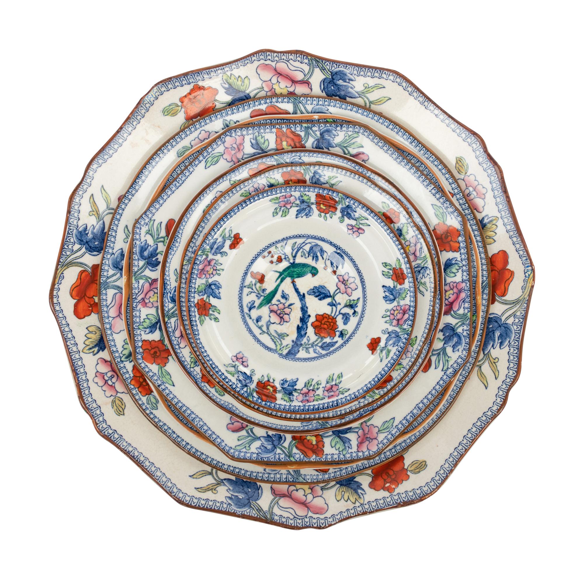 A Booths Parrot Ceramic Dinner Service