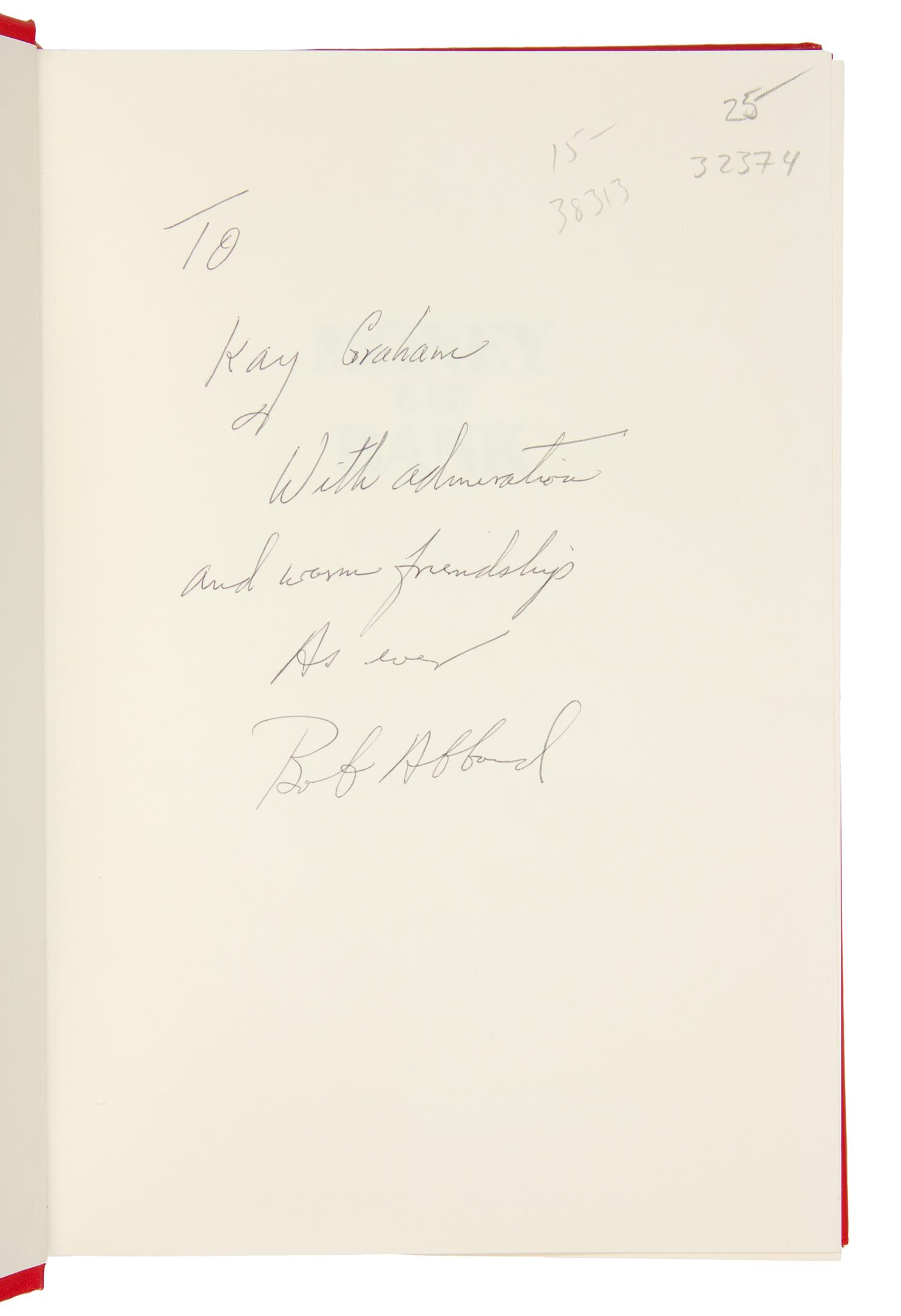 [GRAHAM, KATHARINE]. A group of books from Katharine Graham's personal collection, ALL INSCRIBED TO GRAHAM BY THE AUTHORS.