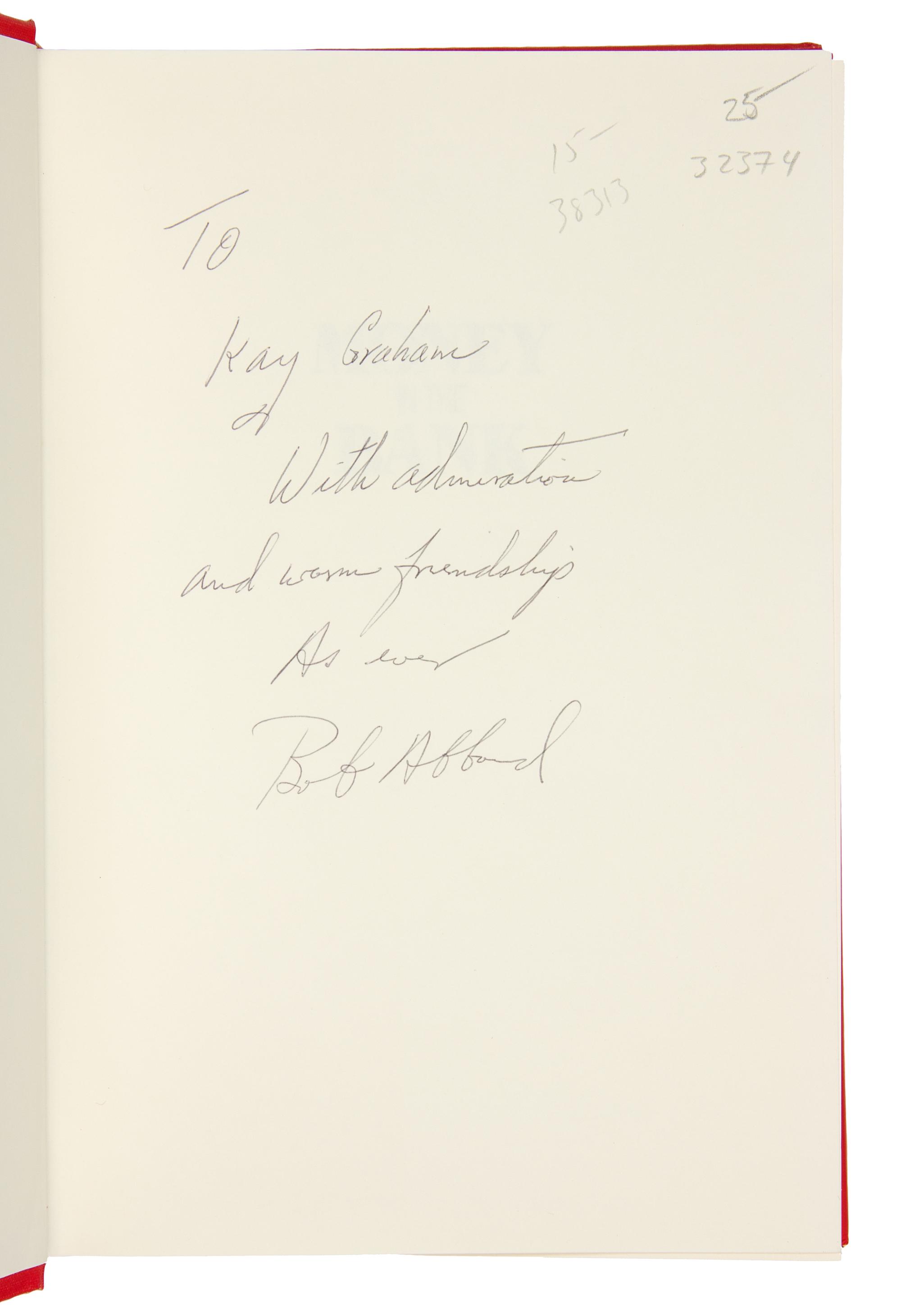 [GRAHAM, KATHARINE]. A group of books from Katharine Graham's personal collection, ALL INSCRIBED TO GRAHAM BY THE AUTHORS.