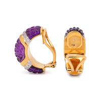 AMETHYST AND DIAMOND EARCLIPS