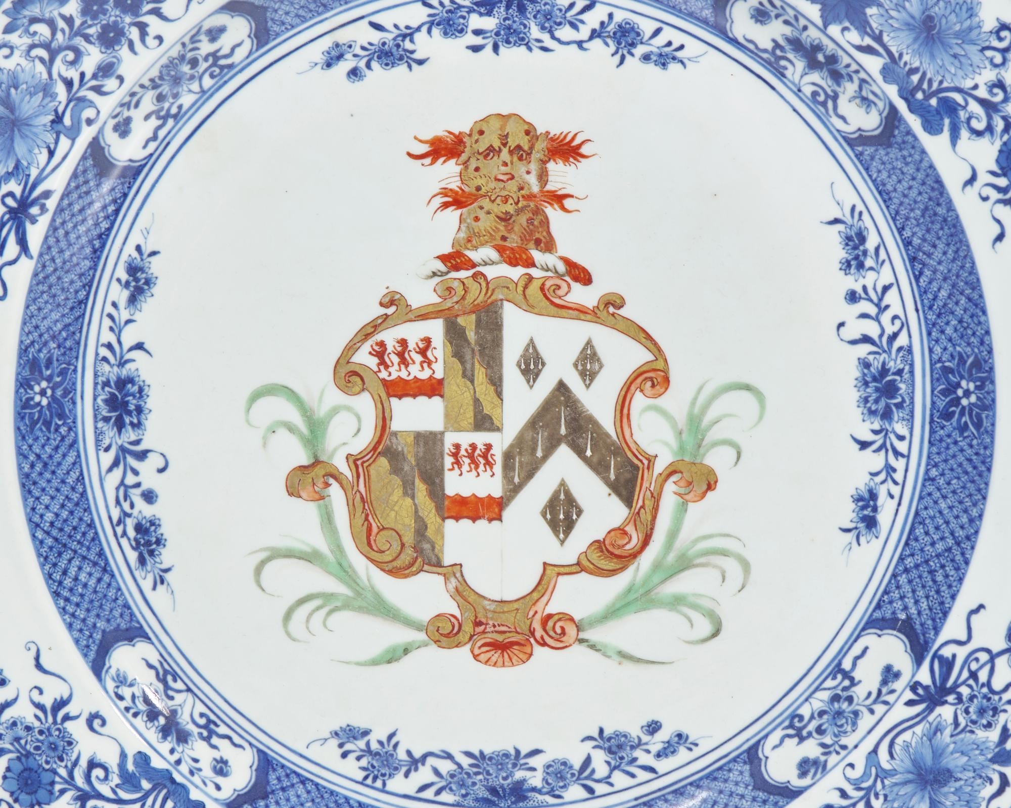 A Large Chinese Export Porcelain Charger Bearing The Arms of Spencer, Shaw, and Wright