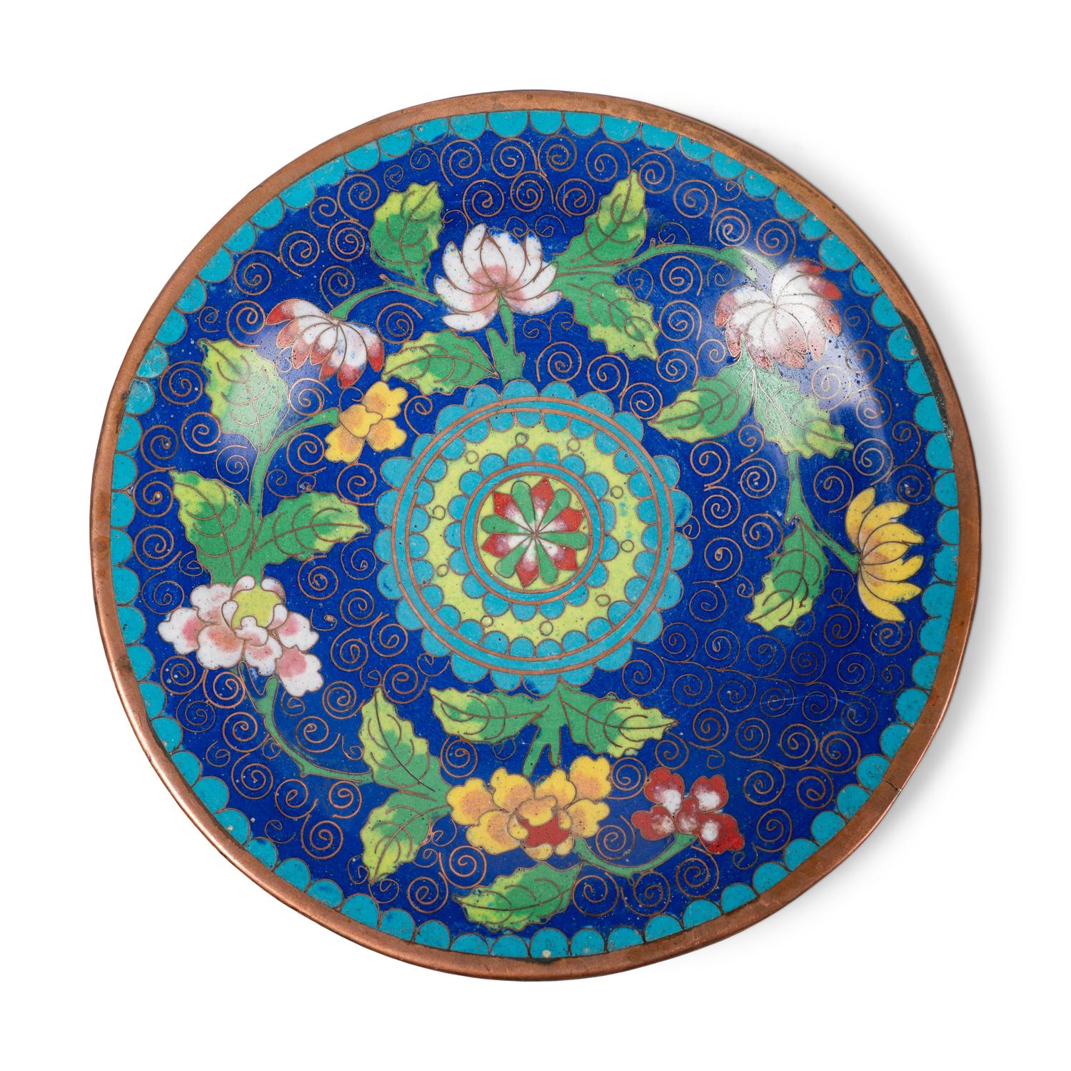 Six Chinese Blue Ground Cloisonné Enameled Vessels