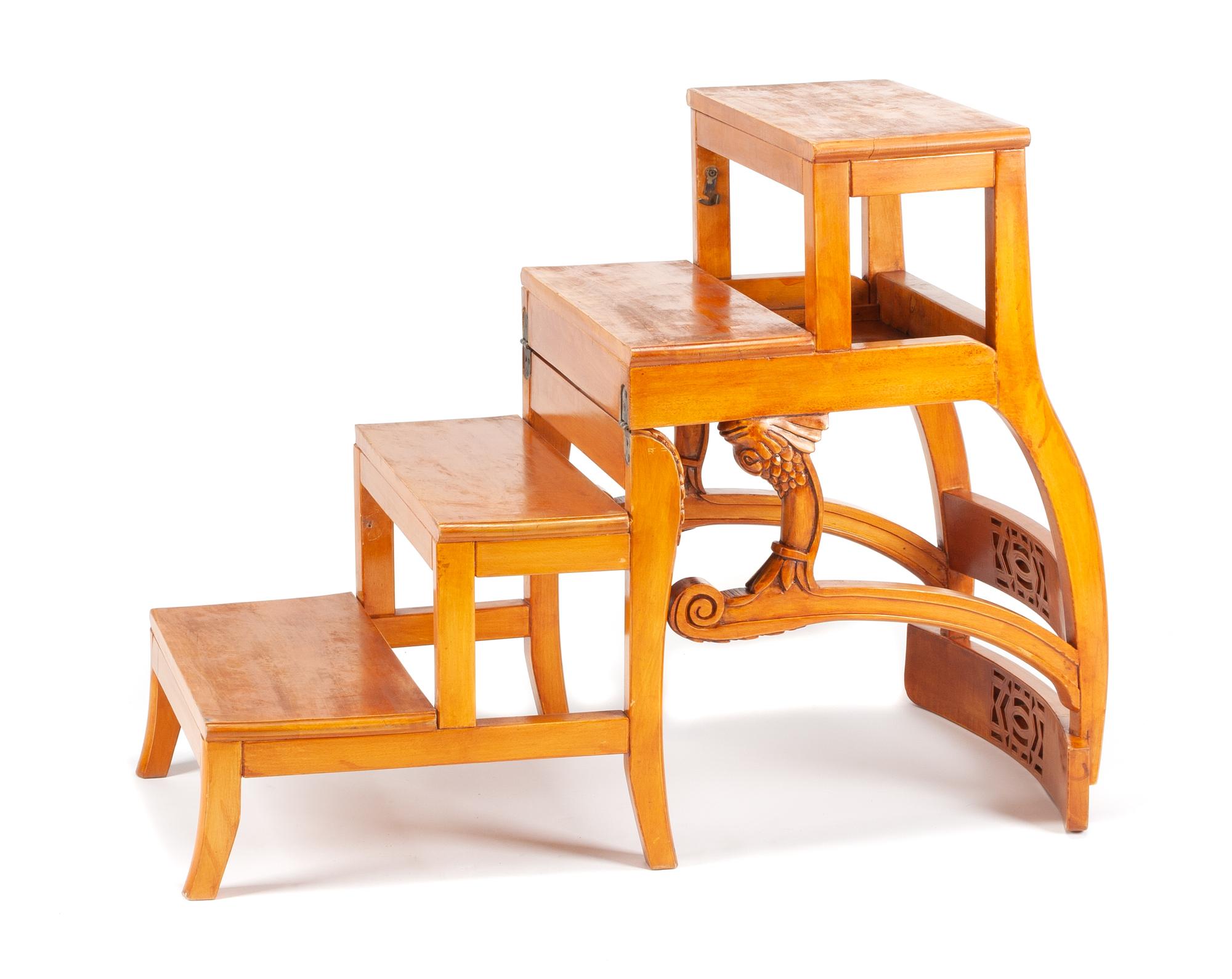 A Georgian Style Burlwood Metamorphic Library Chair Height 37 1/2 inches.