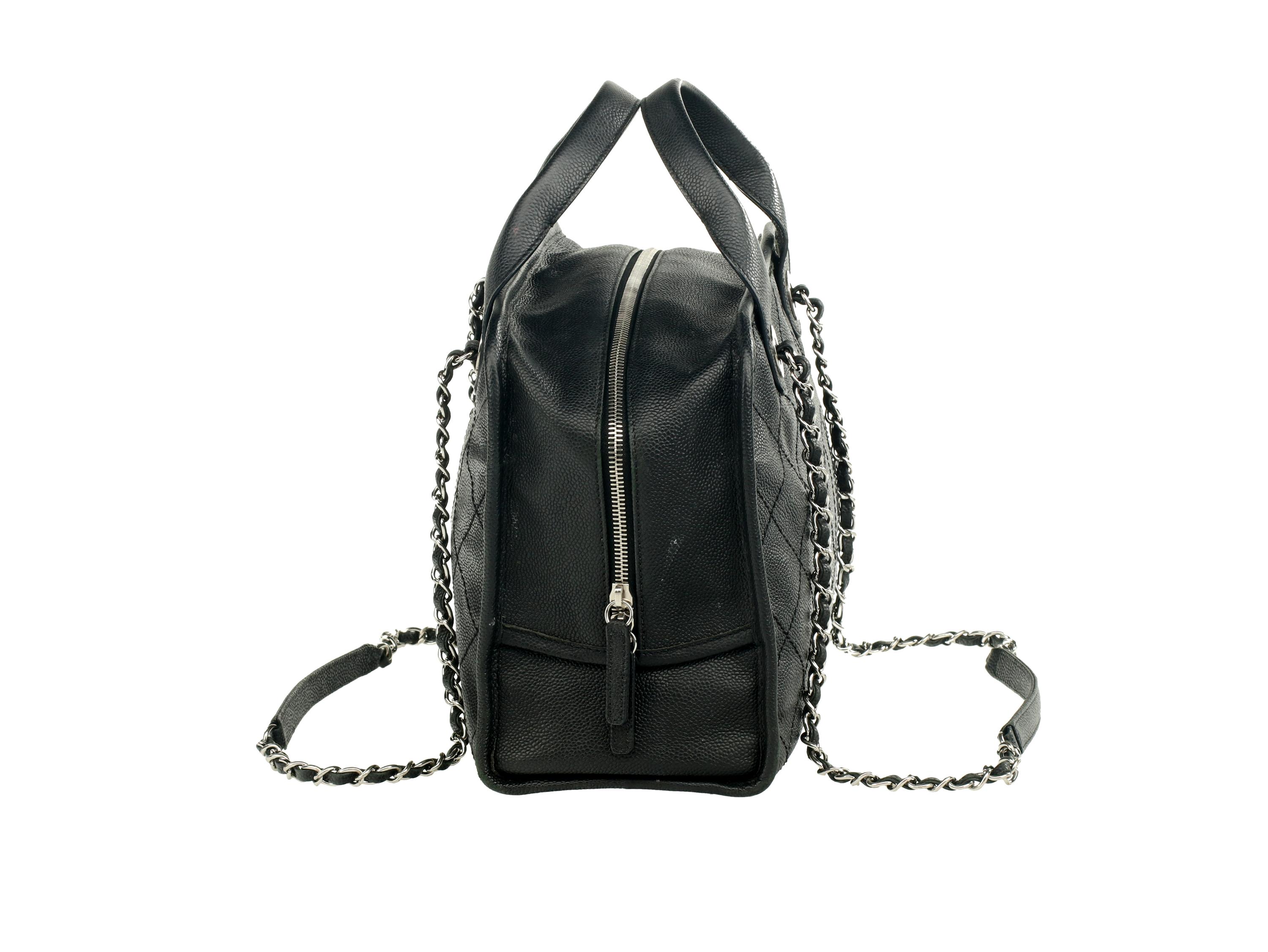 Chan el Deauville Small Tote in Quilted Caviar Leather
