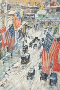 Flags, 57th Street (after Childe Hassam), 2014