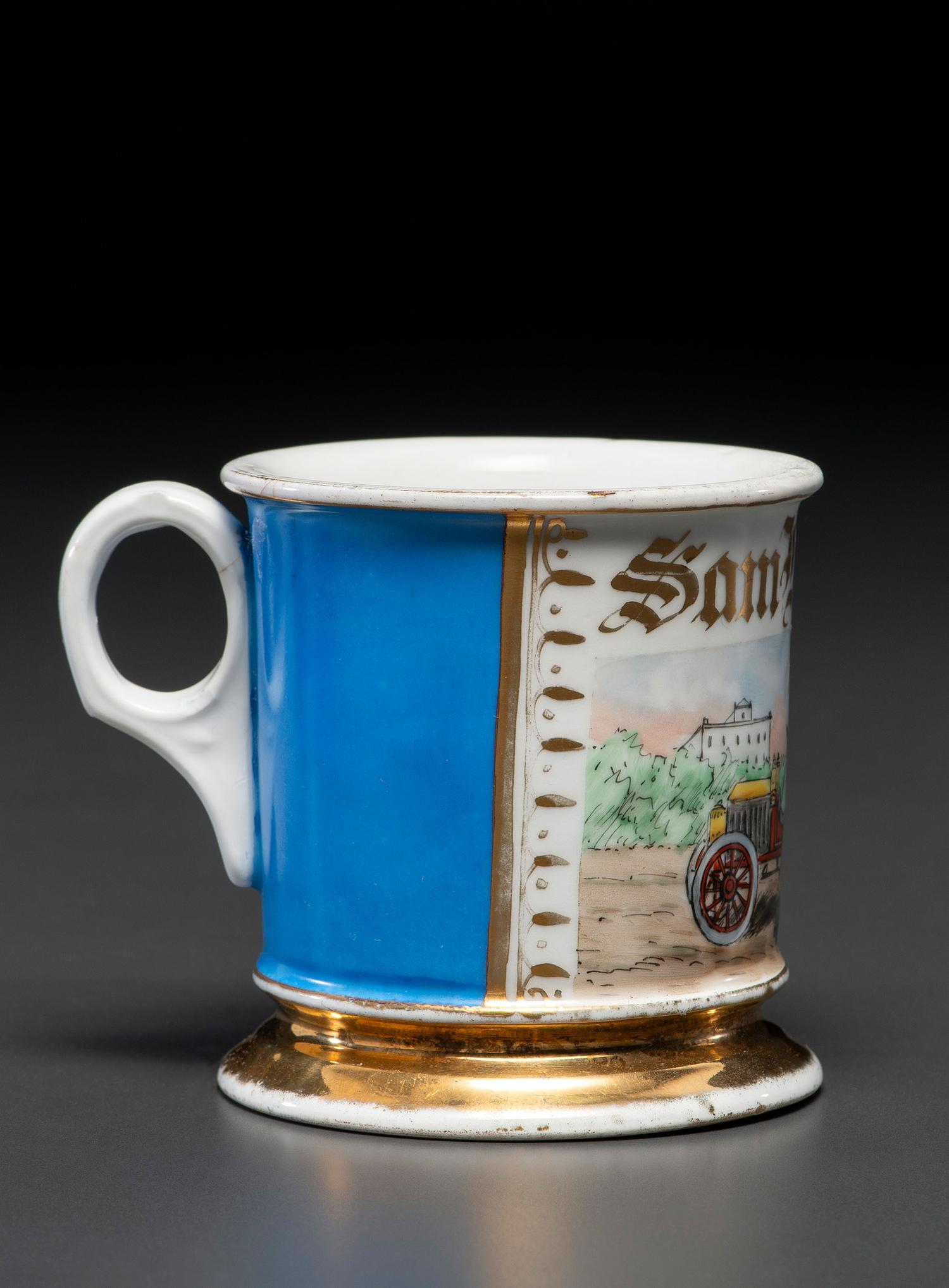 A Chauffer's Porcelain Occupational Shaving Mug Belonging to Samuel Lustig