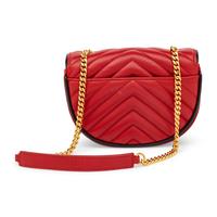 Saint Laurent, Mini Half-Moon Bag in Quilted Red Leather