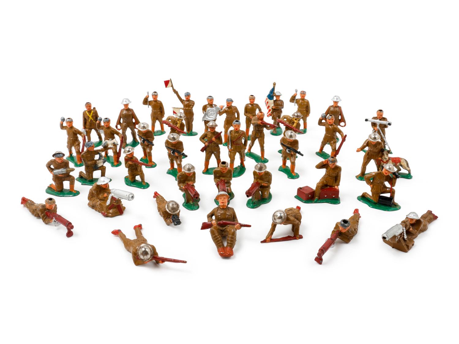 A Collection of Painted Metal American Doughboy Toy Soldiers