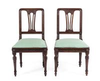 A Pair of Neoclassical Walnut Side Chairs Height 36 3/4 inches.