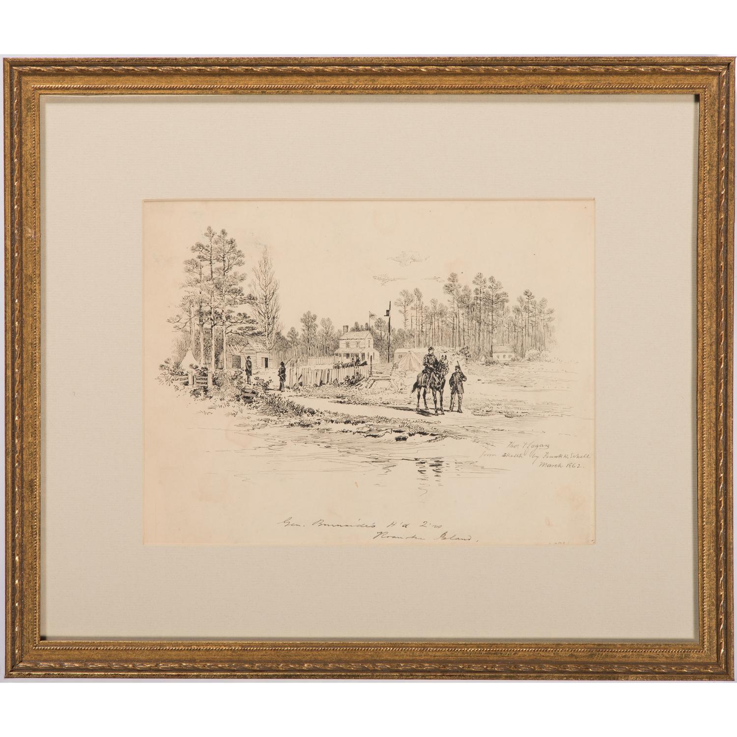 Camp Kitchen and General Burnside's Headquarters, Pen and Ink Sketches by Thomas Hogan