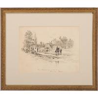 Camp Kitchen and General Burnside's Headquarters, Pen and Ink Sketches by Thomas Hogan