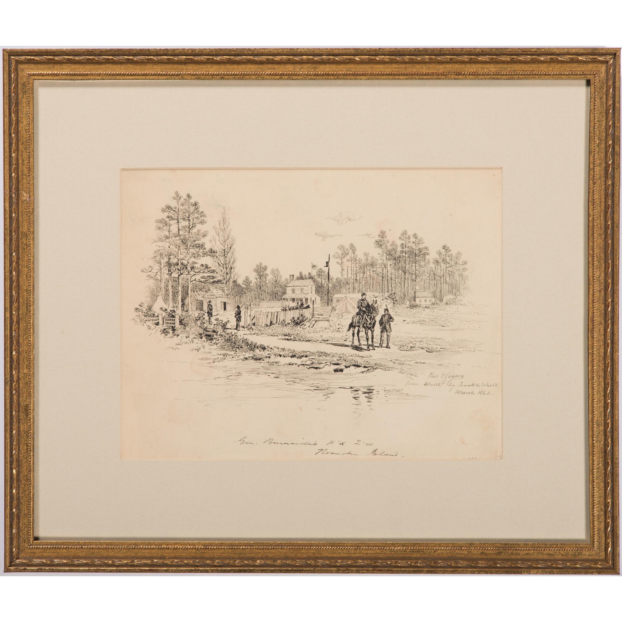 Camp Kitchen and General Burnside's Headquarters, Pen and Ink Sketches by Thomas Hogan