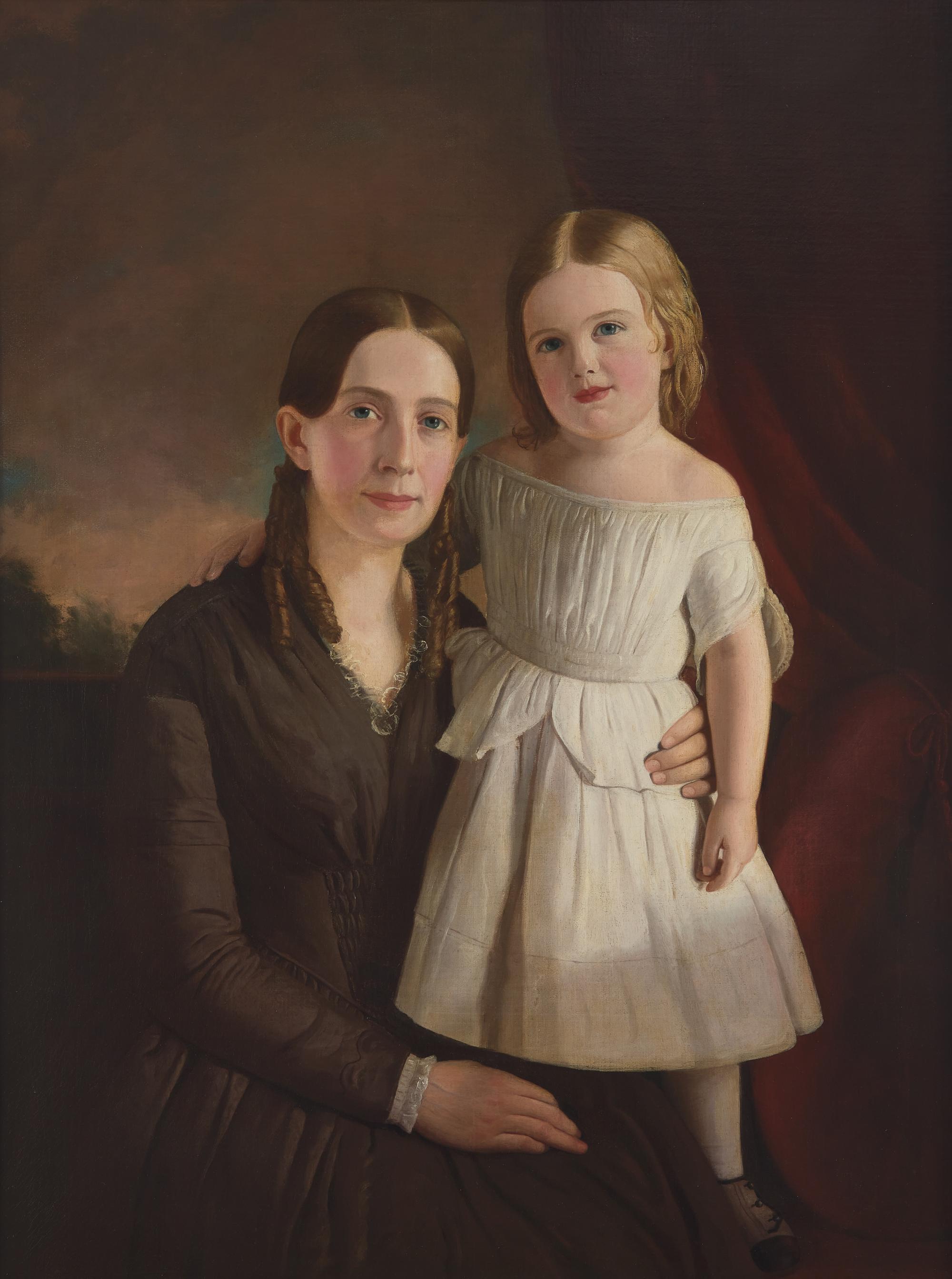 American School 19th Century, Portrait of a Mother with Child
