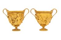 A Pair of Pompeiian Style Gilt Bronze Kantharoi