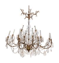 A Brass and Cut Glass Sixteen-Light Chandelier
