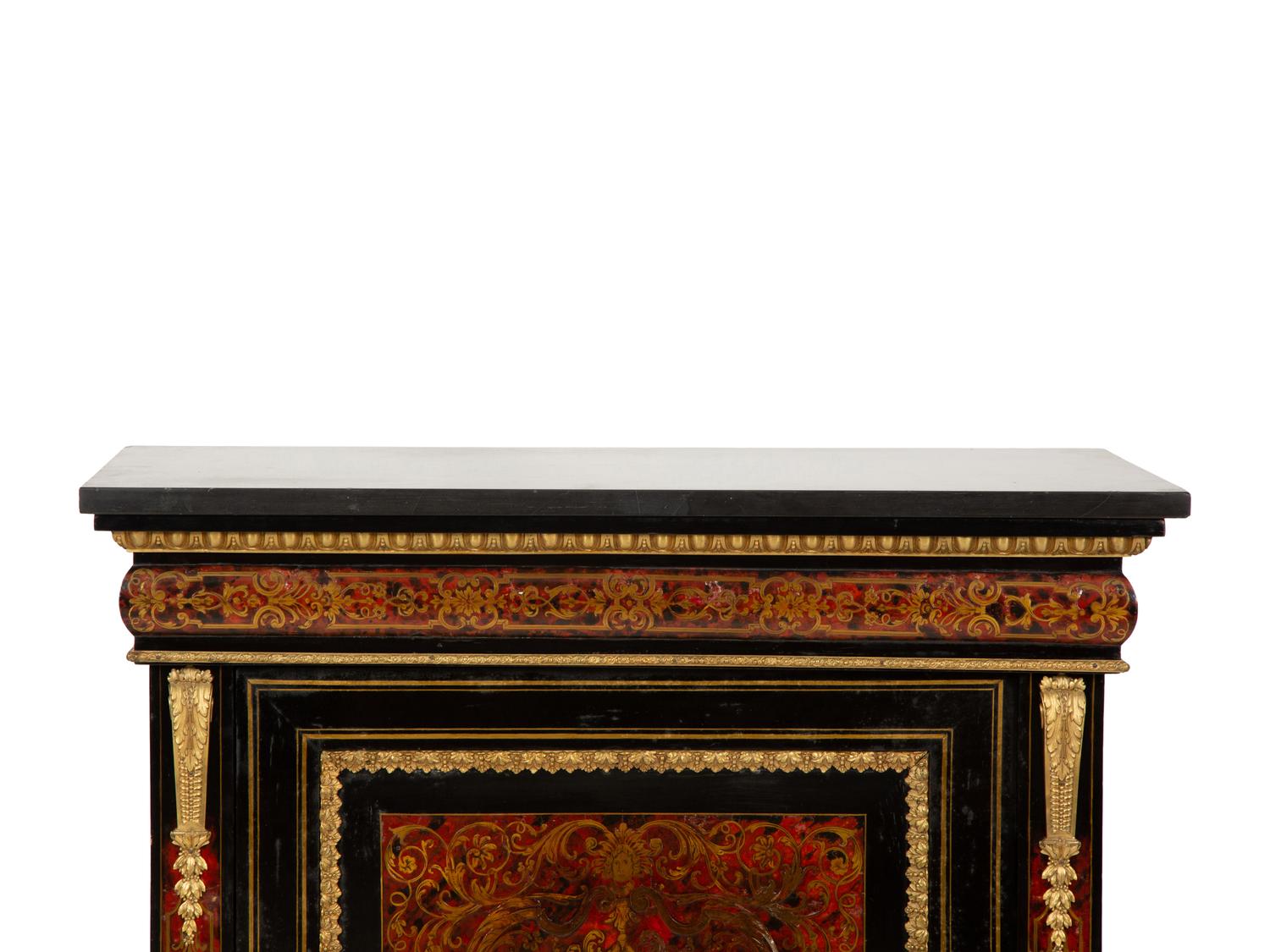 A Napoleon III Gilt Bronze Mounted Boulle Marquetry Slate-Top Cabinet