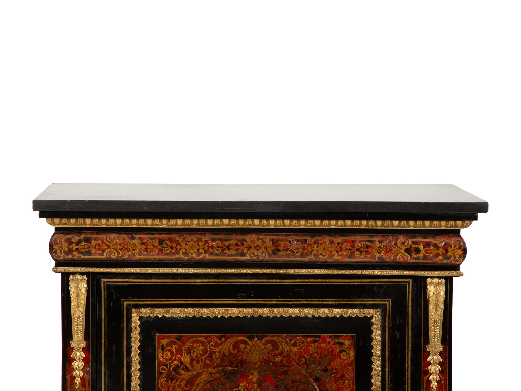A Napoleon III Gilt Bronze Mounted Boulle Marquetry Slate-Top Cabinet