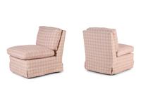 A Pair of Custom Upholstered Slipper Chairs