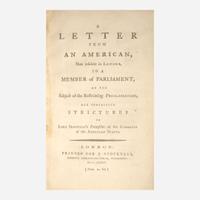 [Americana] (Bingham, William H.) A Letter from an American, Now resident in London, to a Member of Parliament, on the Subject of the Restraining Proclamation...on Lord Sheffield's Pamphlet on the Commerce of the American States