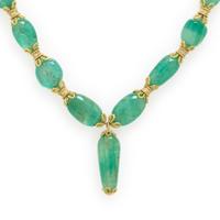 Emerald Bead, Diamond, and Yellow Gold Necklace